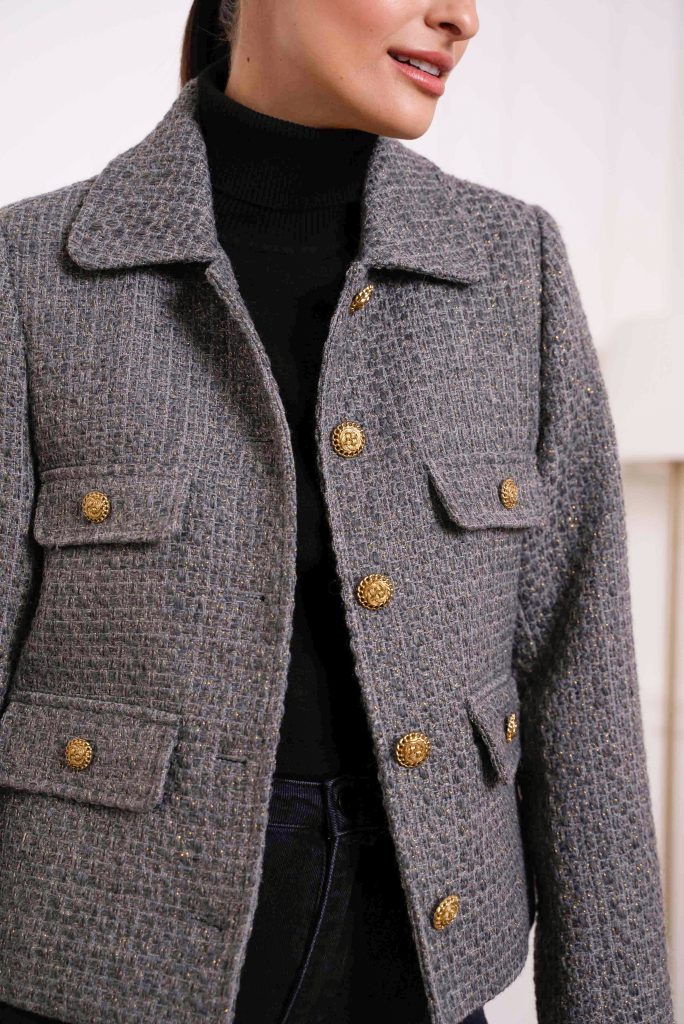 Blazer tweed gri